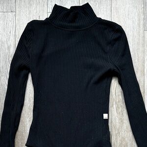 Vuori Bleeker Black Ribbed Turtleneck Bodysuit